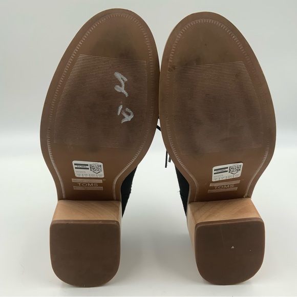 TOMS Leila Tassel Mules Women’s Size 8. Black Suede Cheeky Heels Slide-Ons shoes - Picture 7 of 8